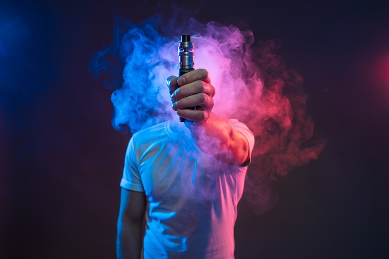 Vaping flavored e-liquid from an electronic cigarette